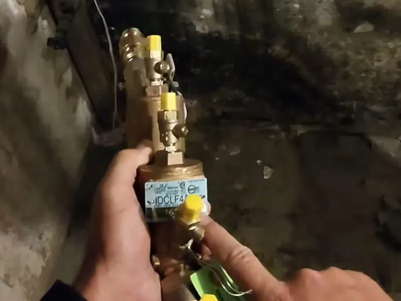 Backflow preventer assembly with valves and pressure test connections for Backflow Testing & Prevention in Goodyear showing backflow preventer assembly valves pressure test connections testing prevention body detail