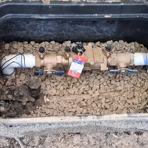 Backflow preventer assembly with valves and pressure test connections for Plumbing Services in Goodyear
