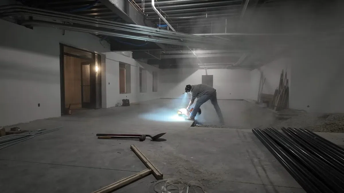 Commercial plumbing rough-in work inside an unfinished business space for Hydro Jetting in Goodyear