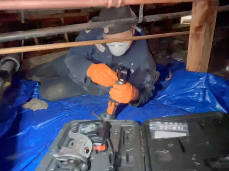 Opened slab area and leak detection equipment used to locate a hidden pipe leak for Hose Bib & Outdoor Faucet Repair in Goodyear